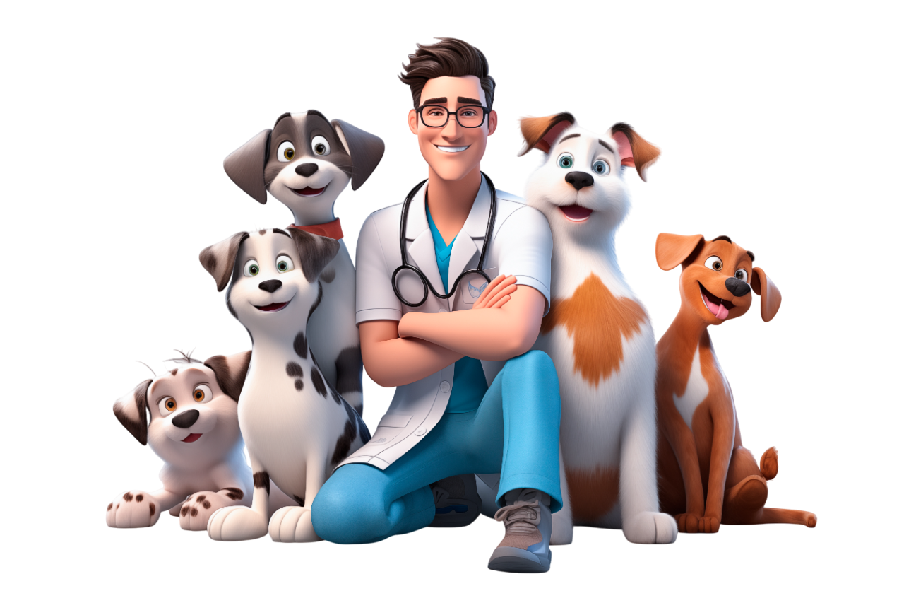 Happy pet with caregiver